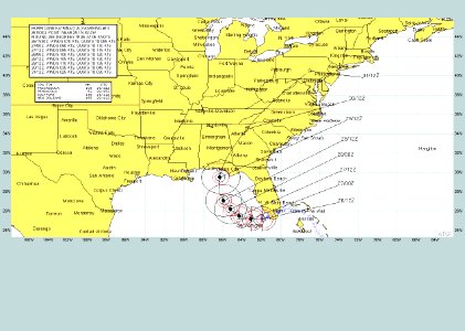 US Navy 050823-N-0000W-002 Navy weather graphic showing Hurricane Katrina after it crossed South Florida and headed back to sea in the Gulf of Mexico