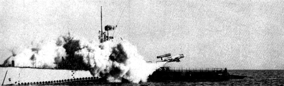 USS Carbonero (SS-337) launching Loon missile in 1949