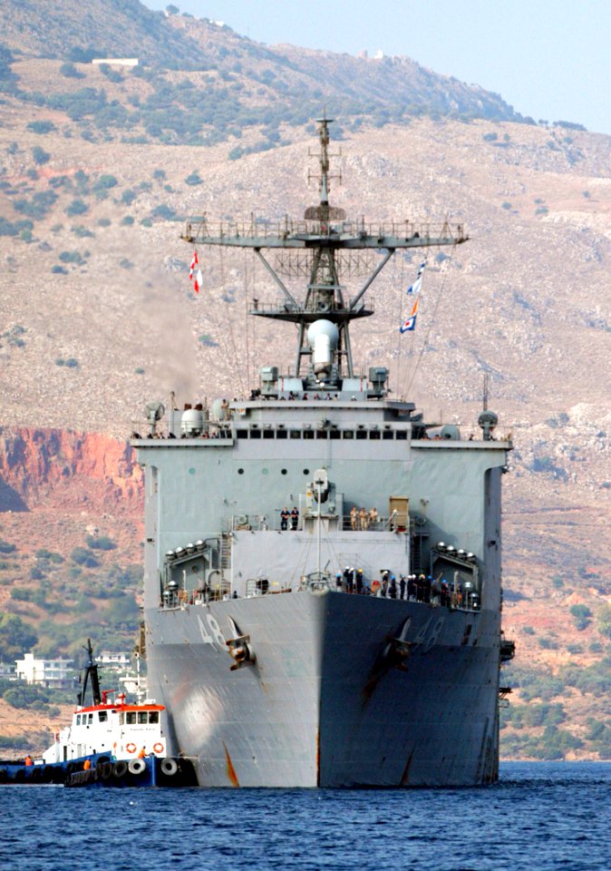 US Navy 050901-N-0780F-002 The dock landing ship USS Ashland (LSD 48) and embarked elements of 26th Marine Expeditionary Unit (MEU), arrive in Souda Harbor
