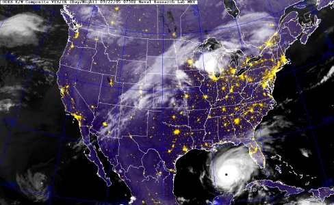 US Navy 050922-N-0000X-001 GOES-12 Satellite infrared image provided by the U.S. Naval Research Laboratory, Monterey, Calif., showing the status of Hurricane Rita at 3-30 am EST