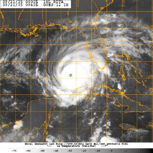US Navy 050921-N-2222R-001 GOES-12 Satellite image provided by the U.S. Naval Research Laboratory, Monterey, Calif., showing the status of Hurricane Rita at approximately 4-45 am EST