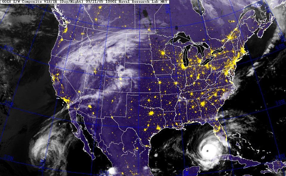 US Navy 050921-N-2222R-002 GOES-12 Satellite infrared image provided by the U.S. Naval Research Laboratory, Monterey, Calif., showing the status of Hurricane Rita at approximately 5-00 am EST