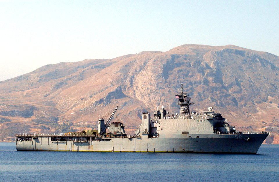 US Navy 050916-N-0780F-001 The dock landing ship USS Pearl Harbor (LSD 52) arrives for its first Mediterranean port visit in Crete, Greece