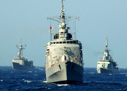 US Navy 051021-N-4374S-010 Naval forces from Argentina, Brazil, Spain, Uruguay and the United States perform divisional tactical maneuvers off the coast of Brazil during UNITAS 47-06 Atlantic Phase