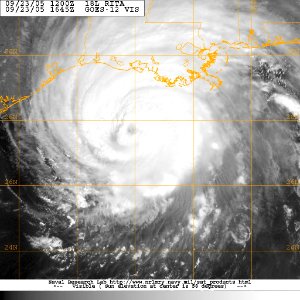 US Navy 050923-N-0000X-001 GOES-12 Satellite image provided by the U.S. Naval Research Laboratory, Monterey, Calif., showing the status of Hurricane Rita at approximately 8-00 am EST
