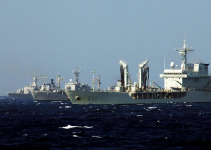 US Navy 051021-N-4374S-009 Naval forces from Argentina, Brazil, Spain, Uruguay and the United States perform divisional tactical maneuvers