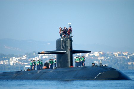 US Navy 051014-N-0780F-003 The Los Angeles-class fast attack submarine USS Philadelphia (SSN 690) arrives in Souda Harbor for a routine port visit