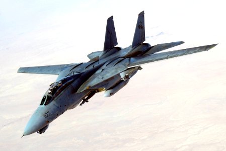 US Navy 051105-F-5480T-015 An F-14D Tomcat, conducts a mission over the Persian Gulf-region