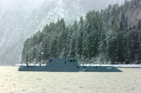 US Navy 051130-N-7676W-033 The Advanced Electric Ship Demonstrator (AESD), Sea Jet, undergoes sea trials on Lake Pend Oreille at the Naval Surface Warfare Center Carderock Division, Acoustic Research Detachment in Bayview, Idah