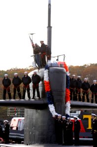 US Navy 051103-N-0653J-003 Sailors aboard the Los Angeles-class fast attack submarine USS Memphis (SSN 691), man the fair-weather planes photo