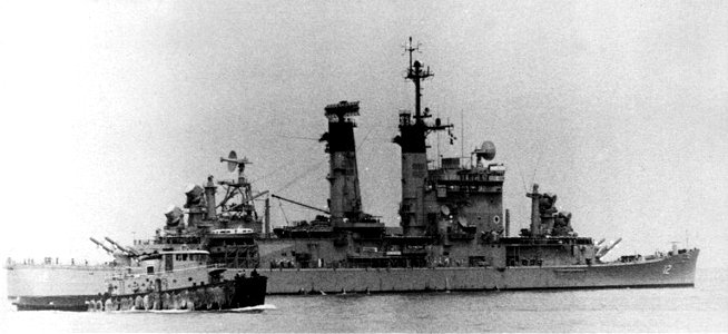 USS Columbus (CG-12) leaving Naval Station Norfolk, in 1972