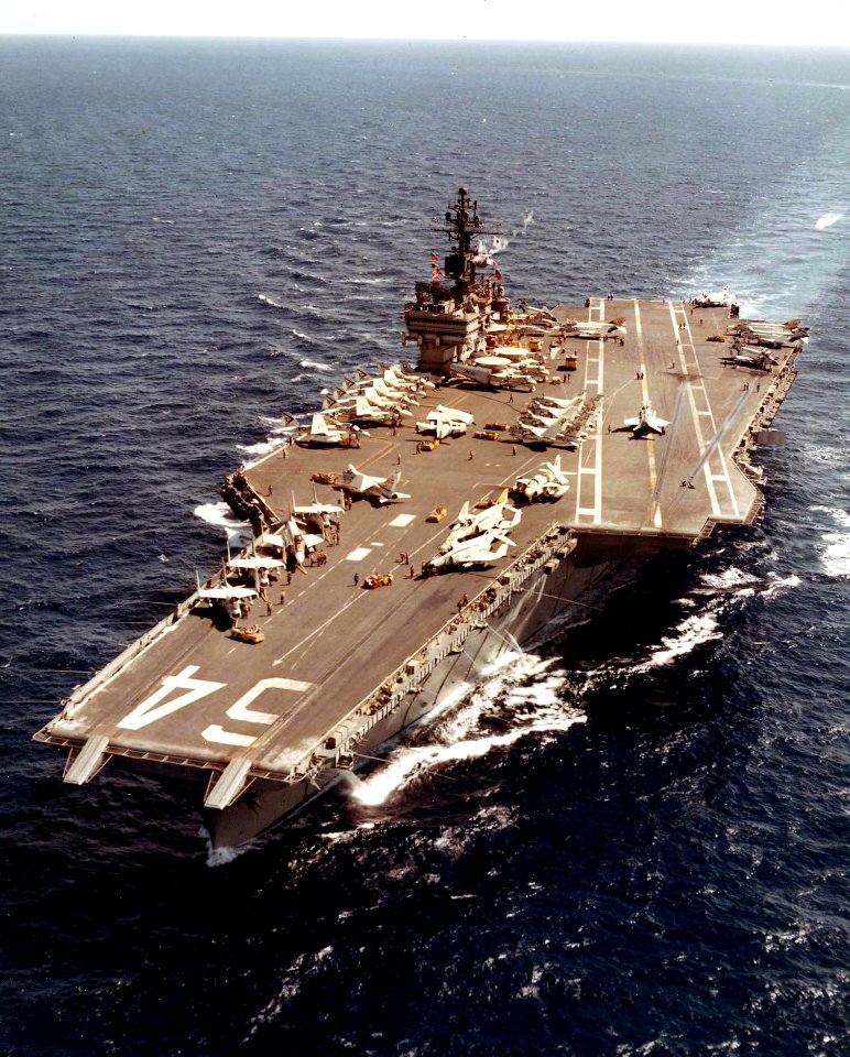USS Constellation (CVA-64) underway at sea in April 1973 (NNAM.1996.488.103.059)