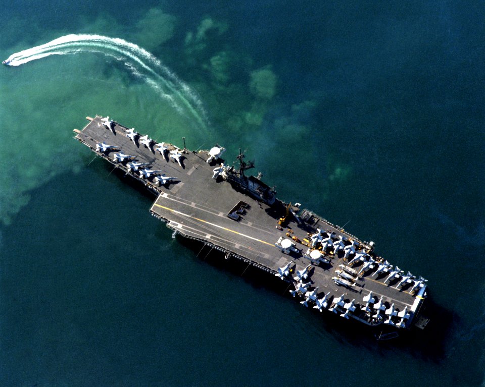 USS Coral Sea (CV-43) aerial photo at Benidorm 1988