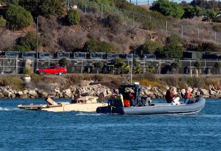 US Navy 051205-N-9866B-227 The U.S. Marine Corps' new Expeditionary Fighting Vehicle (EFV) Advanced Amphibious Assault Vehicle (AAAV) is tested in the landing area of Del Mar Boat Base, Camp Pendleton, Calif