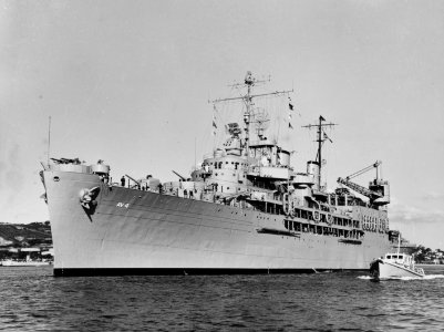 USS Curtiss (AV-4) off San Diego, circa in 1949 (NH 97415)