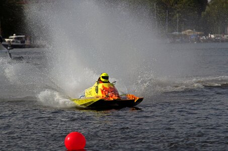 Racing motor boat race waters