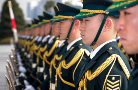 US Navy 060116-N-9851B-002 Members of Japan's Ground Self Defense Force Special Honor Guard stand in formation
