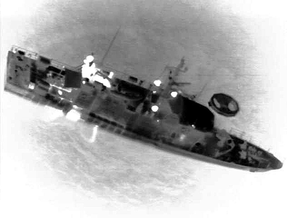 US Navy 060204-N-0000N-002 Infrared imagery taken from a U.S. Navy P-3C Orion maritime patrol aircraft, assisting in search and rescue operations for survivors of the Egyptian ferry Al Salam Boccaccio 98 in the Red Sea