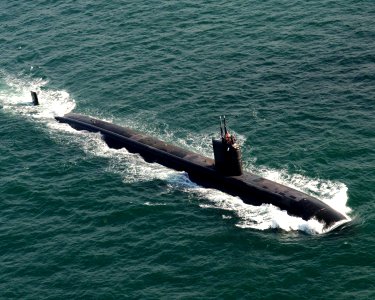 US Navy 060215-N-9500T-045 The Los Angeles-class fast attack submarine USS Asheville (SSN 758), gets underway in preparation of conducting high-speed surface drills off the coast of Southern California