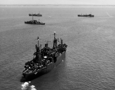 USS Duplin (AKA-87) underway on 11 June 1945 (NH 107743)