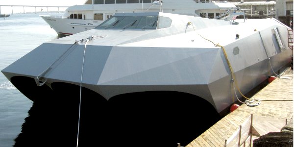 US Navy 060131-O-0000X-001 The experimental boat ship Stiletto shown moored in San Diego