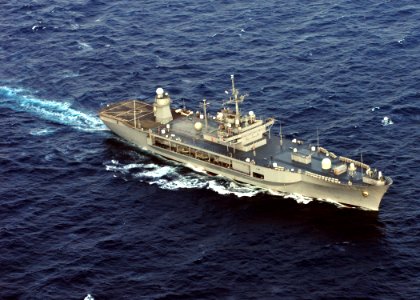 US Navy 060317-N-7526R-116 The amphibious command ship USS Blue Ridge (LCC 19) transit the South China Sea, during a two-month regularly scheduled deployment