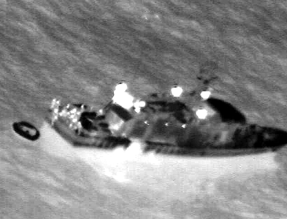 US Navy 060204-N-0000N-003 Infrared imagery taken from a U.S. Navy P-3C Orion maritime patrol aircraft, assisting in search and rescue operations for survivors of the Egyptian ferry Al Salam Boccaccio 98 in the Red Sea