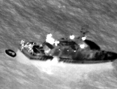 US Navy 060204-N-0000N-003 Infrared imagery taken from a U.S. Navy P-3C Orion maritime patrol aircraft, assisting in search and rescue operations for survivors of the Egyptian ferry Al Salam Boccaccio 98 in the Red Sea