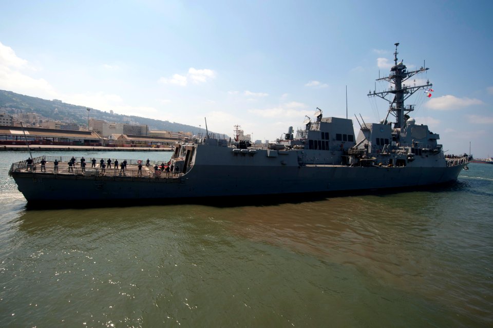 USS Forest Sherman departs Haifa after completing Exercise Reliant Mermaid 2012. (7831348686)
