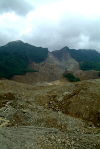 US Navy 060224-N-4772B-162 A view of the mudslide, which destroyed the town of Guinsahugon the morning of Feb. 17. Guinsahugon is located in the southern part of the island of Leyte in the Philippines