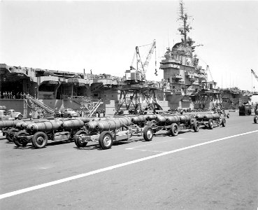 USS Essex CV-9 with bombs 1951