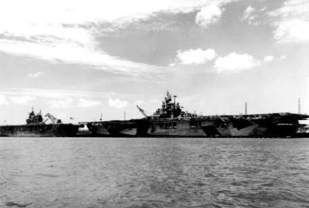 USS Enterprise (CV-6) and USS Intrepid (CV-11) in port 1944