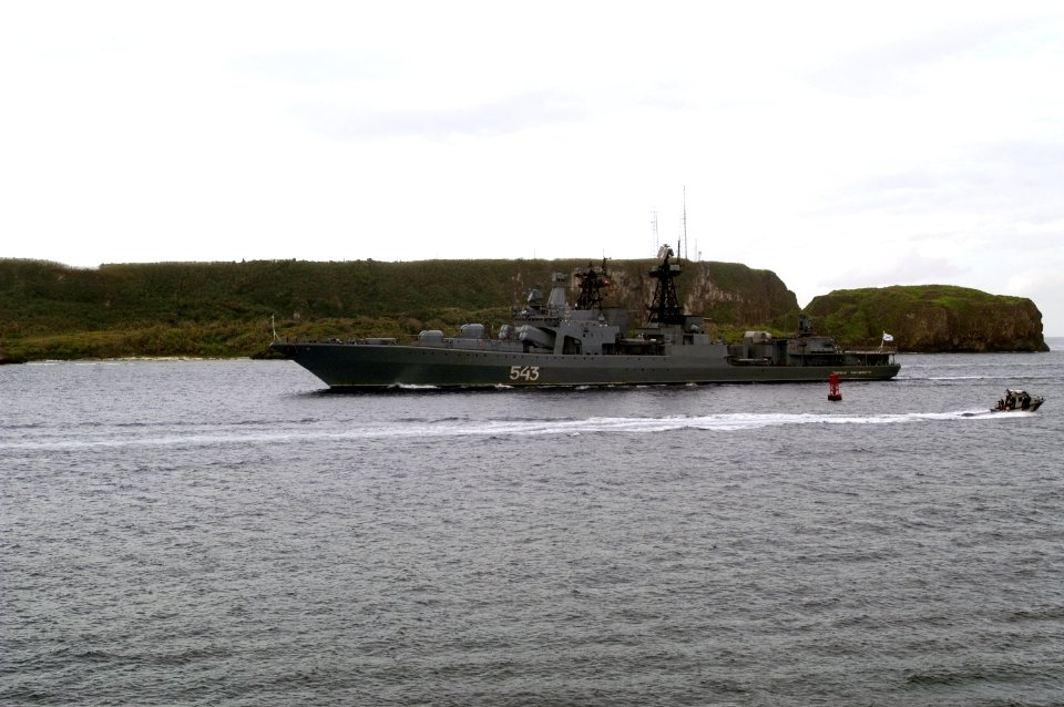 US Navy 060327-N-4658L-007 The Russian Federated Navy (RFN) ship Marshal Shaposhnikov, navigates through Apra Harbor