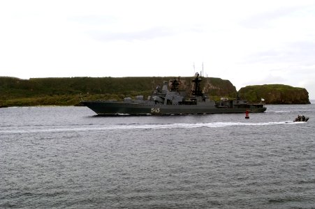 US Navy 060327-N-4658L-007 The Russian Federated Navy (RFN) ship Marshal Shaposhnikov, navigates through Apra Harbor