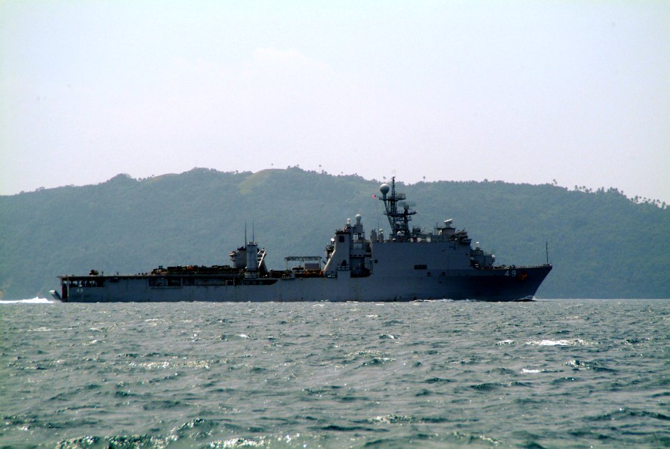 US Navy 060220-N-4772B-313 The U.S. Navy's dock landing ship USS Harpers Ferry (LSD 49) conducts operations supporting local relief efforts on the Island of Leyte