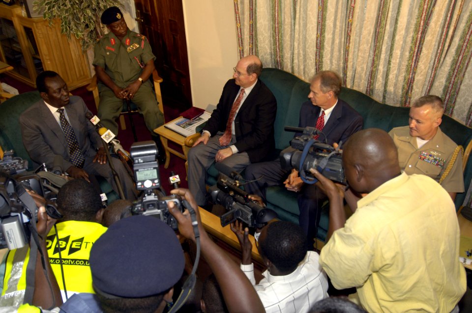 US Navy 060418-N-2568S-004 Secretary of the Navy (SECNAV) the Honorable Dr. Donald C. Winter meets with Ghana's Minister of Defense, the Honorable Kwame Addo Kufuor