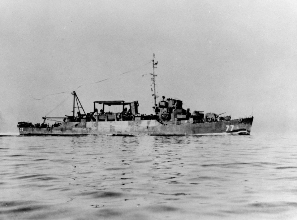 USS Frament (APD-77) off San Diego, in January 1946 (NH 79797)