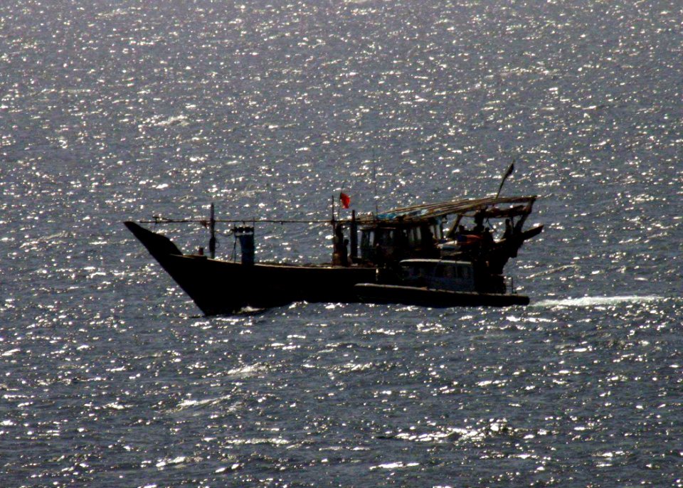 US Navy 060507-N-0000X-101 Sailors assigned to dock landing ship USS Germantown (LSD 42) prepare to board an Iranian dhow