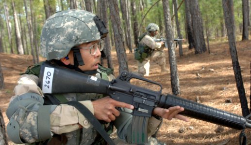 US Navy 060405-N-4097B-024 Vigilance and remaining alert are two key factors when conducting patrols at the Navy's Individual Augmentee Combat Training course at Fort Jackson, S.C