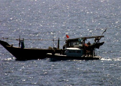 US Navy 060507-N-0000X-102 Sailors assigned to dock landing ship USS Germantown (LSD 42) prepare to board an Iranian dhow