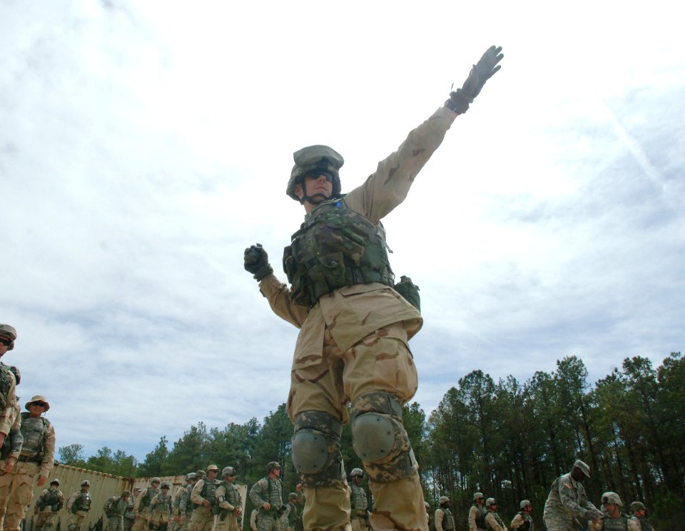 US Navy 060405-N-4097B-006 A Sailor launches a hand grenade during the Navy's Individual Augmentee Combat Training course at Fort Jackson, S.C