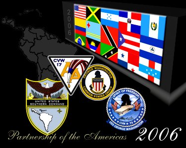 US Navy 060502-N-2779T-001 The George Washington Carrier Strike group is currently participating in Partnership of the Americas, a maritime training and readiness deployment