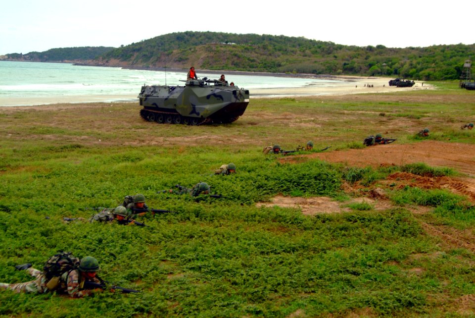 US Navy 060519-N-4772B-275 Royal Thai Marines participate in a joint Thai-U.S. anti terrorism scenario during the 25th anniversary of the annual U.S.-Thai exercise Cobra Gold 2006 promoting regional stability and security