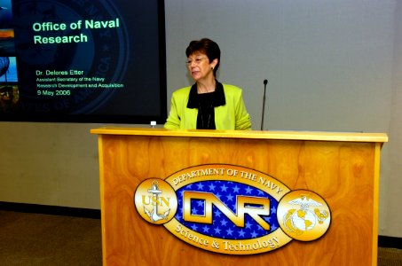 US Navy 060509-N-7676W-026 Navy File PhotoAssistant Secretary of the Navy for Research, Development, and Acquisition (ASN-RDA), the Honorable Dr. Delores Etter, meets with new employees and interns as part of a visit to the Off