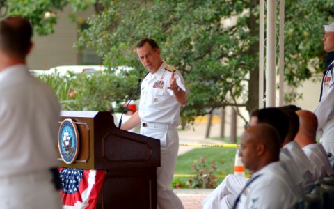 US Navy 060525-N-0962S-124 Chief of Naval Operations (CNO) Adm. Mike Mullen acknowledges the 2006 CNO Shore Sailor of the Year nominees during the announcement ceremony at the Pentagon