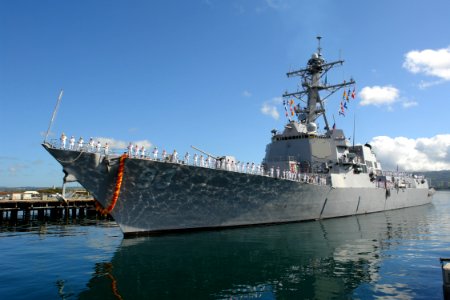 US Navy 060525-N-9643K-003 The guided-missile destroyer USS Chung-Hoon (DDG 93) returns to Pearl Harbor after a four-month maiden deployment
