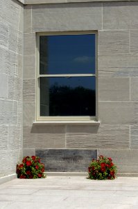 US Navy 060615-D-2987S-115 Flowers are placed at the original stone of the Pentagon, during a groundbreaking ceremony for the Pentagon Memorial photo