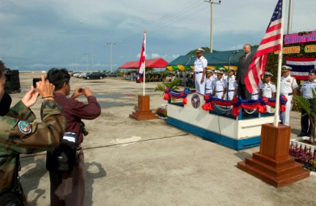 US Navy 060620-N-9851B-001 Commander in Chief Royal Thai Navy (RTN) Fleet, Adm. Nopporn Ajavakom and Deputy Chief of Mission of the U.S. Embassy in Thailand, Mr. Alexander A. Arvizu preside over an opening ceremony photo