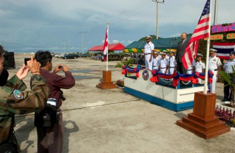 US Navy 060620-N-9851B-001 Commander in Chief Royal Thai Navy (RTN) Fleet, Adm. Nopporn Ajavakom and Deputy Chief of Mission of the U.S. Embassy in Thailand, Mr. Alexander A. Arvizu preside over an opening ceremony