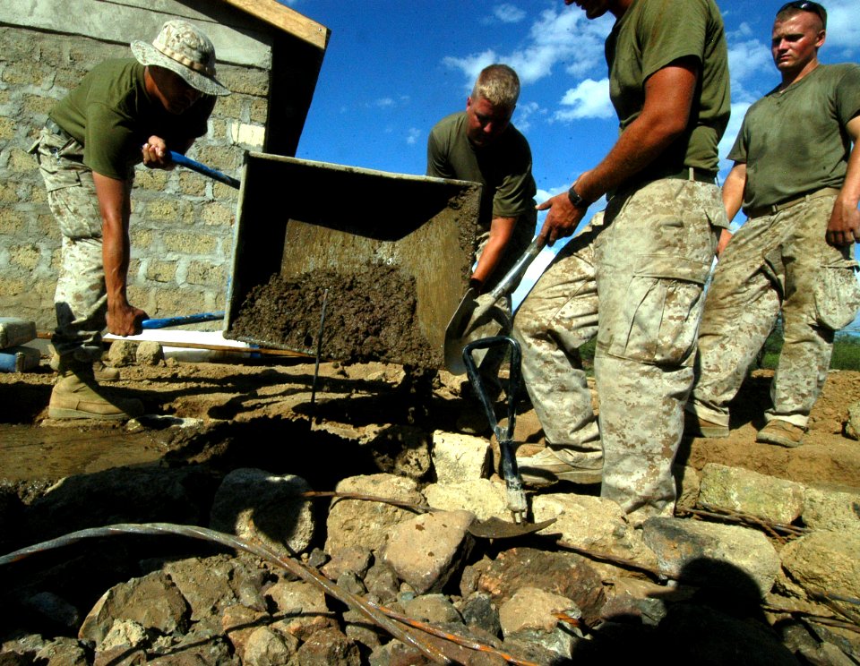 US Navy 060811-N-0411D-015 The U.S. Marine 6th Engineering Support Battalion (EBS) worked together with Kenyan Army Construction Engineers to build a water tower capable of holding 50 cubic meters of water